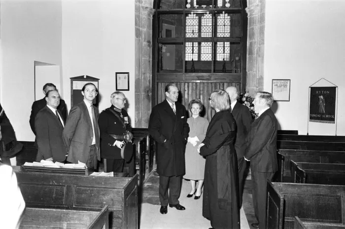 Framed Print : Prince Philip, Duke of Edinburgh visits St Leonards Church, Ryton-on-Dunsmore