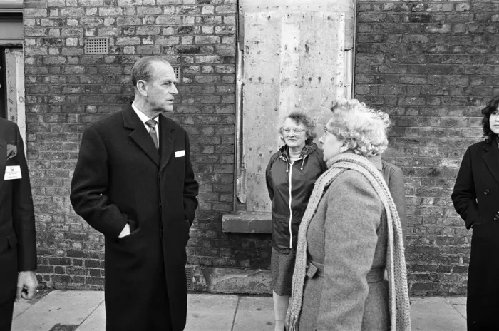 Framed Print : Prince Philip, Duke of Edinburgh visits Wavertree, Liverpool. 20th February 1987 Framed Print : Prince Philip, Duke of Edinburgh visits Wavertree, Liverpool. 20th February 1987