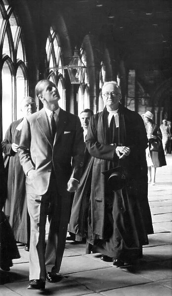 Prince Philip, Duke of Edinburgh, walks through the Clositers of Durham Cathedral