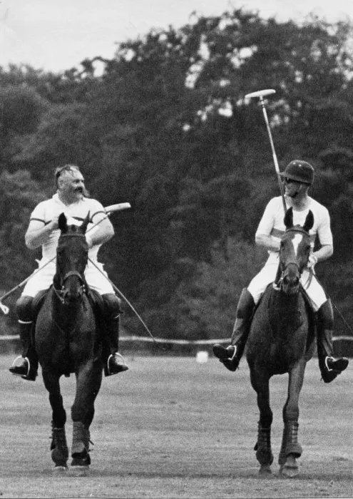 Framed Print : Prince Philip and Jimmy Edwards in action playing polo on the Dukes 40th birthday