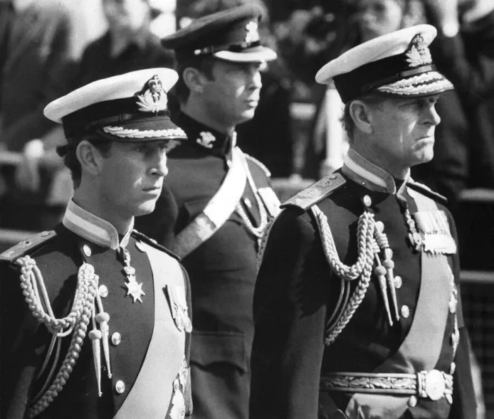 Framed Print : Prince Philip and Prince Charles attending the funeral of Earl Mountbatten - 6 September