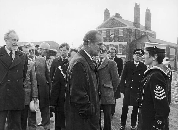 Prince Philip seen here chatting with a sea cadet whilst in Hartlepool to visit HMS