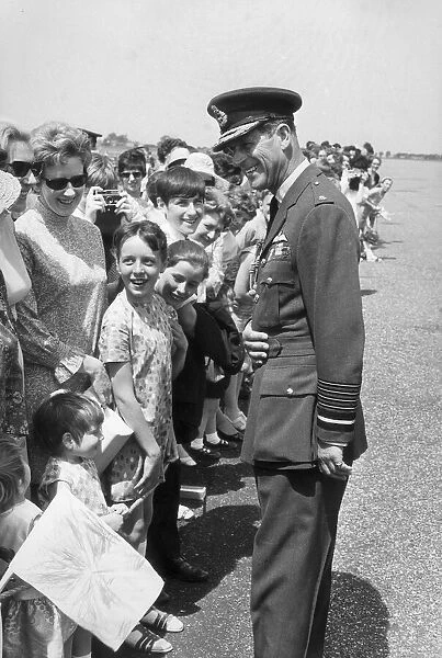 PRINCE PHILIP. TALKS TO SCHOOL CHILDREN AND THEIR PARENTS AT RAF WYTON