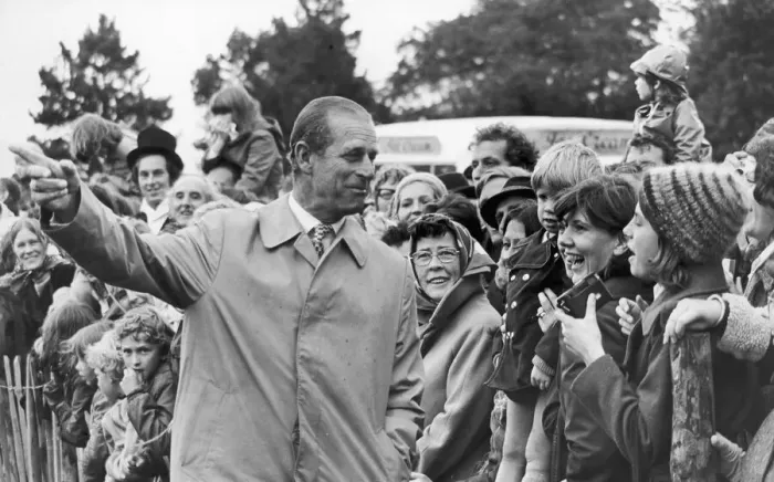Framed Print : Prince Phillip the Duke of Edinburgh seen here chatting with the crowds gathered in