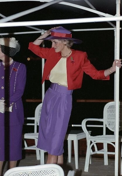 Prince and Princess of Wales Visit to Hong Kong 1989. Princess Diana wearing a