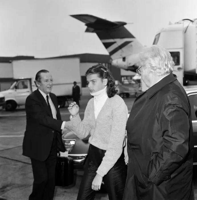 Framed Print : Prince Rainier of Monaco and family arriving at Heathrow airport from Nassau after a 10