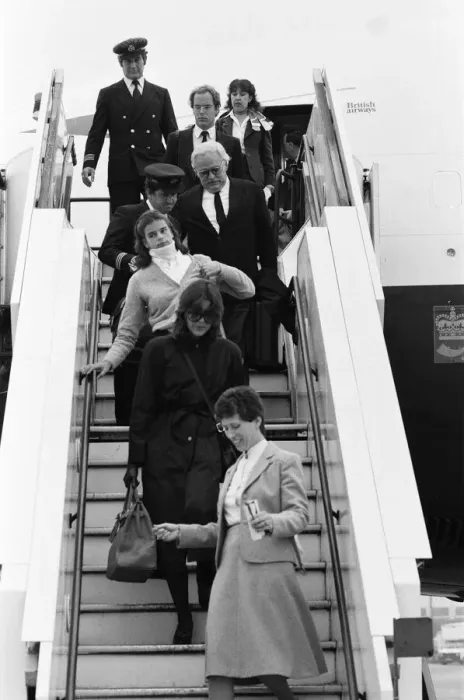 Framed Print : Prince Rainier of Monaco and family arriving at Heathrow airport from Nassau after a 10