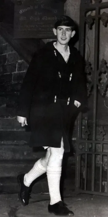 Framed Print : Prince of Wales 1965 a teenage Charles wearing a duffle coat leaving Inverness old High