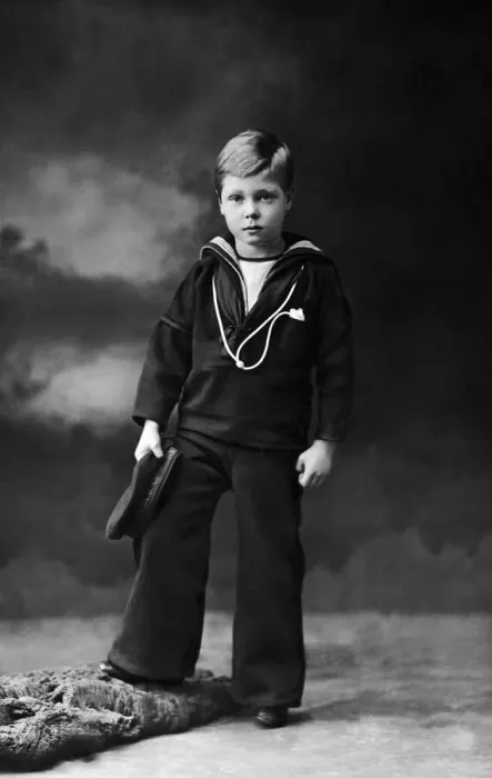 Framed Print : Prince of Wales at the age of Seven poses for a portrait in his sailor suit Framed Print : Prince of Wales at the age of Seven poses for a portrait in his sailor suit