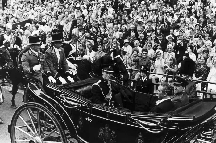 Framed Print : Prince of Wales arrives for his Investiture at Caernarfon Castle North Wales July