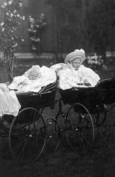Prince of Wales and Duke of York pictured here in their high prams as babies