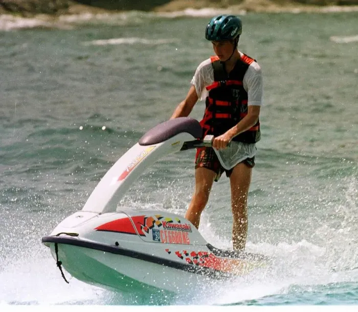 Framed Print : Prince William Collection 1997 Prince William Jet Skiing in St Tropez, July 1997