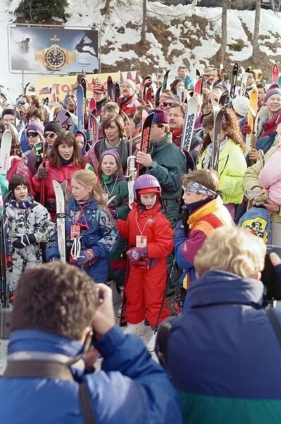 Prince William pictured at the foot of a Swiss ski lift above Klosters