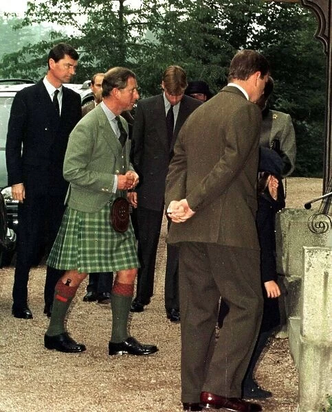 Prince William and Prince Charles attend a private prayer service at Crathie Kirk near