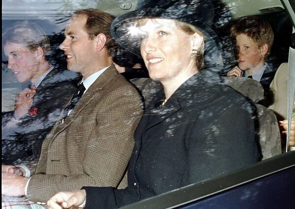 Prince William Prince Harry Prince Edward Sophie Rees Jones August 1998 in car going to