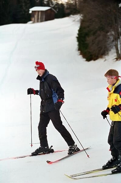 Prince William and Prince Harry on the ski slopes of Klosters during an official