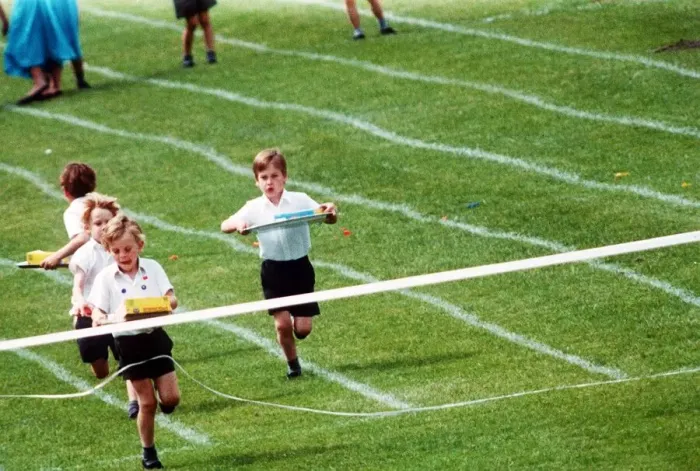 Framed Print : Prince William at his school sports day at Richmond Sports Stadium taking part in an Egg Framed Print : Prince William at his school sports day at Richmond Sports Stadium taking part in an Egg