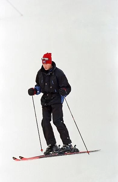 Prince William on the ski slopes of Klosters during an official photocall. January 1998