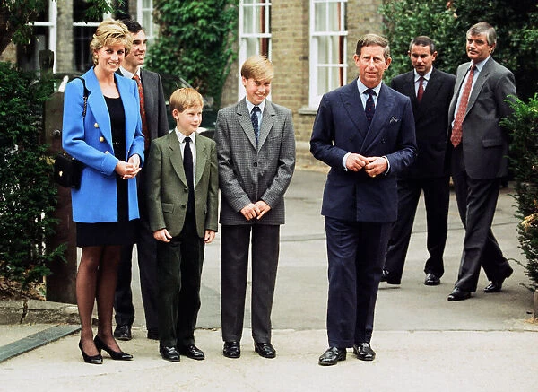 Prince William (third left) poses at a photocall with his mother Diana, Princess of Wales