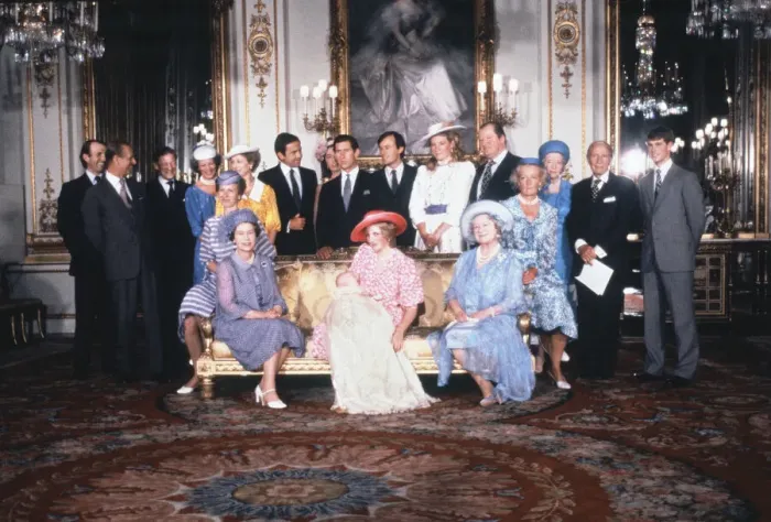 Framed Print : Prince Williams Christening- Official group August 1982 Framed Print : Prince Williams Christening- Official group August 1982