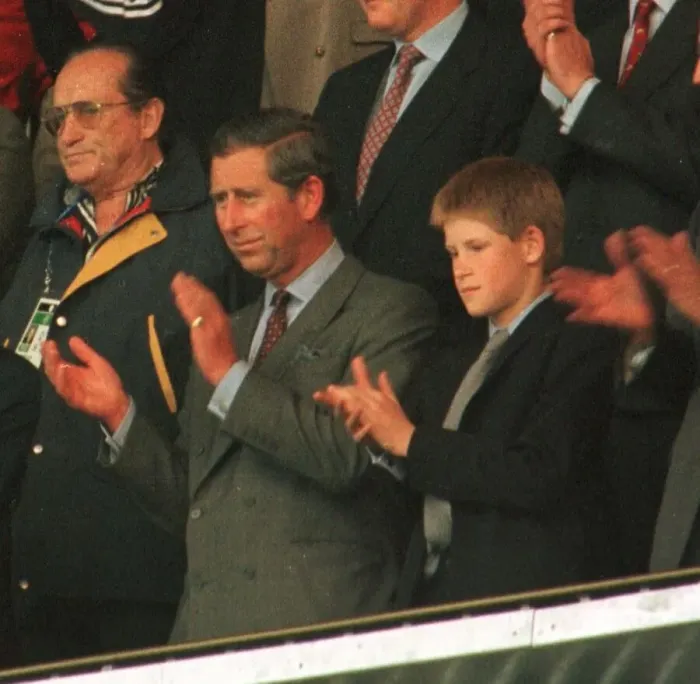 Framed Print : Princes Charles and Harry at Lens in northern France to watch the England v