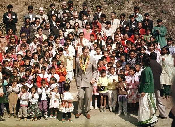 Princes Charles at a womens refuge in Kathmandu the Prince of Wales stands with