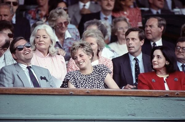 Princes Diana attends the Mens Singles Final between Michael Stich