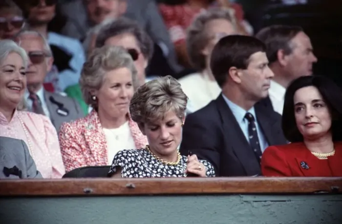 Framed Print : Princes Diana attends the Mens Singles Final between Michael Stich