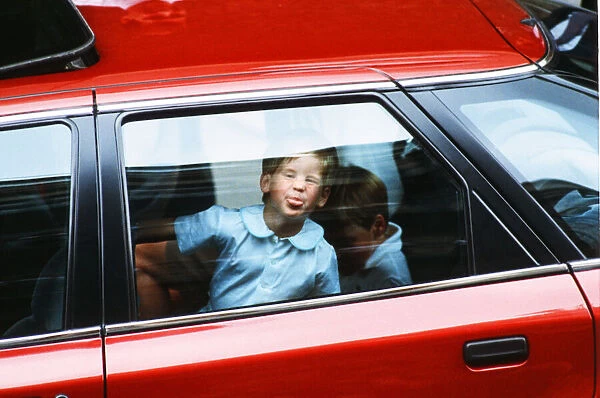 Princes William and Harry leaving hospital after visiting the Duchess of York