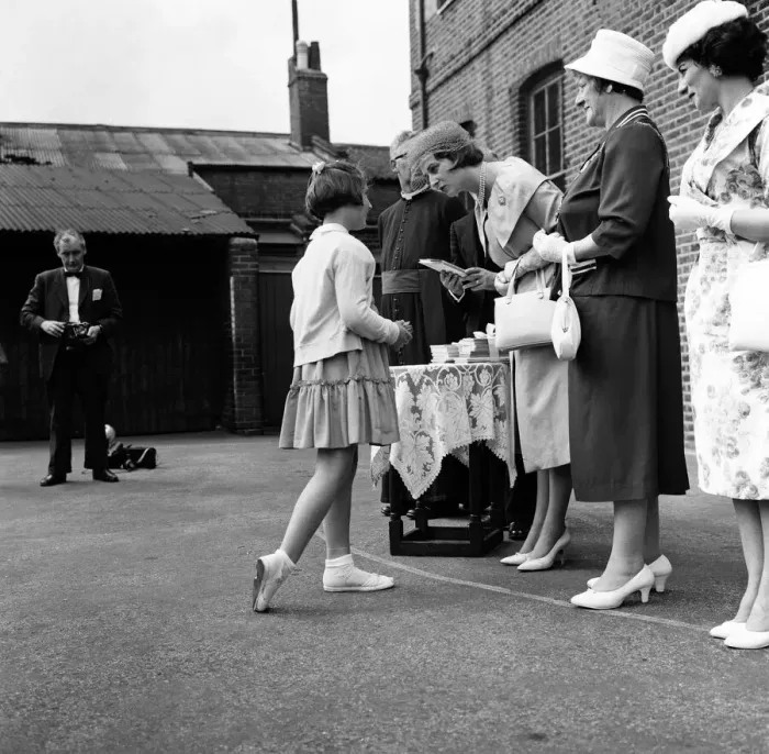 Framed Print : Princess Alexandra of Kent visits the Greencoat and Redcoat Schools in Stepney, London
