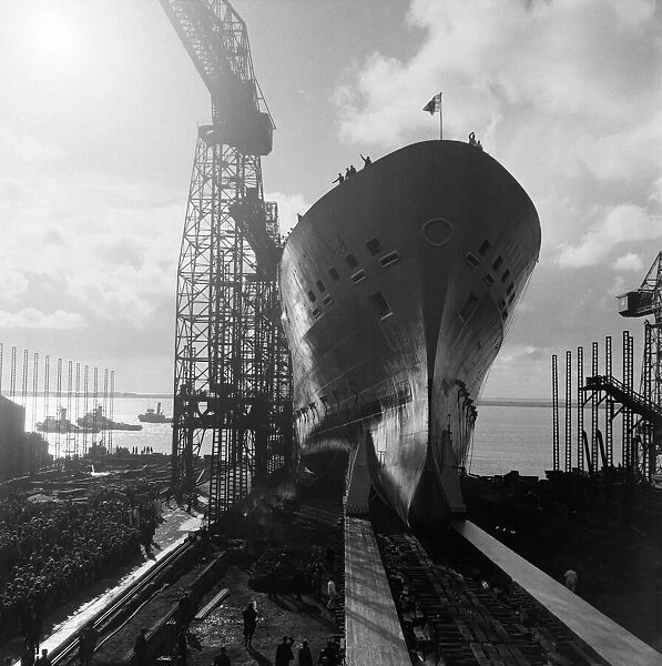 Princess Alexandra launches the SS Oriana ship at Barrow-in-Furness, Cumbria