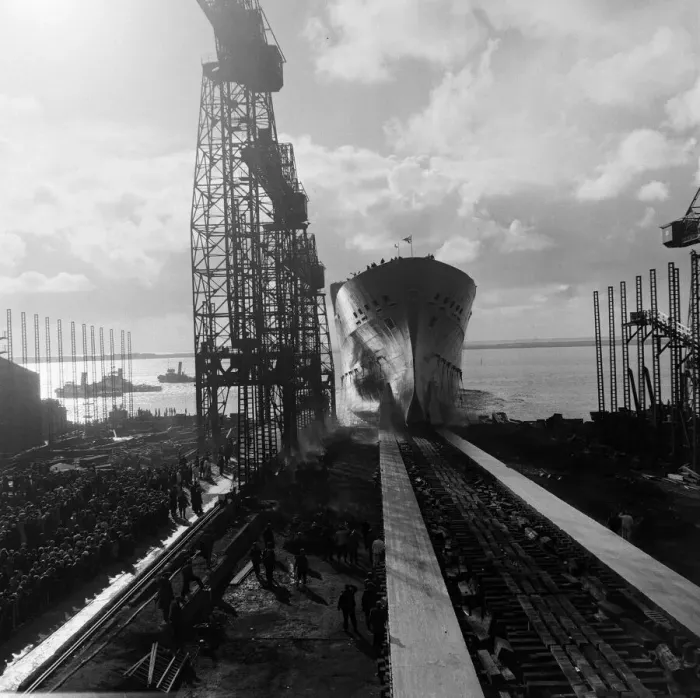 Framed Print : Princess Alexandra launches the SS Oriana ship at Barrow-in-Furness, Cumbria Framed Print : Princess Alexandra launches the SS Oriana ship at Barrow-in-Furness, Cumbria