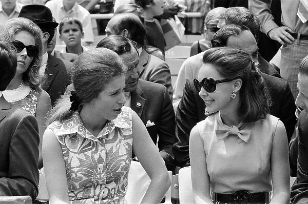 Princess Anne at a baseball game in Washington alongside Julia Eisenhower. 19th July 1970