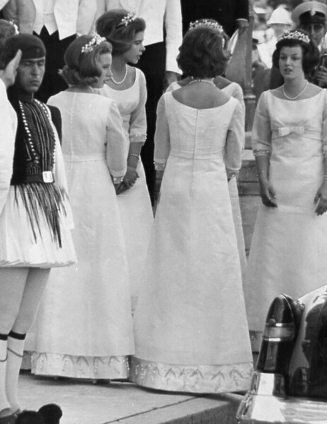 Princess Anne and other bridesmaids at he wedding of King Constantine II of the Hellenes