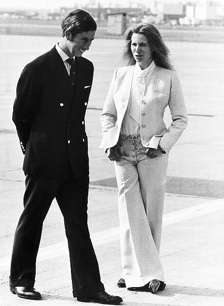 Princess Anne with her brother Prince Charles the Prince of Wales at Londons Heathrow