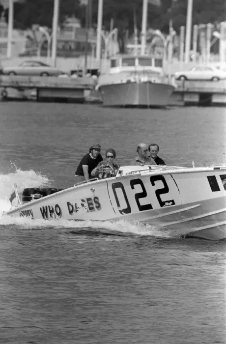 Framed Print : Princess Anne driving a speed boat called Who Dares around Monte Carlo Bay alongside Framed Print : Princess Anne driving a speed boat called Who Dares around Monte Carlo Bay alongside