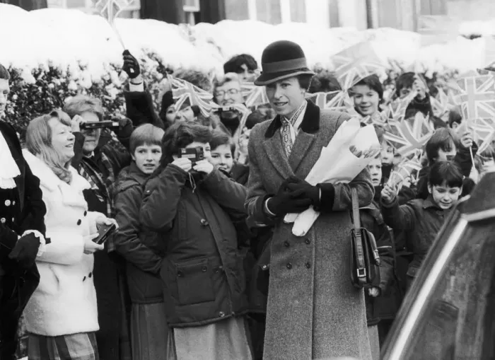 Framed Print : Princess Anne is greeted by well wishers during her walkabout in Saltburn Framed Print : Princess Anne is greeted by well wishers during her walkabout in Saltburn