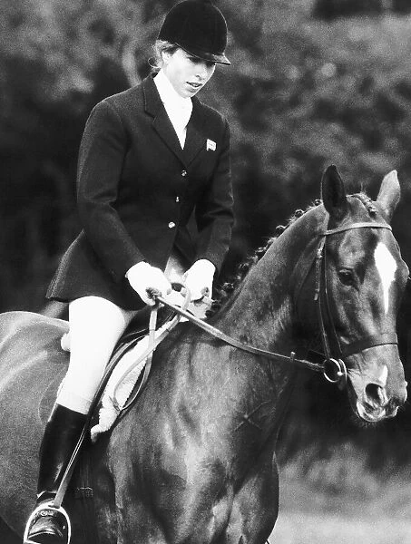 Princess Anne on horseback riding Mardi Gras taking part in the Spillers Combined