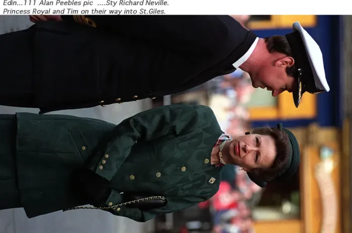 Framed Print : Princess Anne with husband Tim Laurence in Edinburgh for VE Day Service