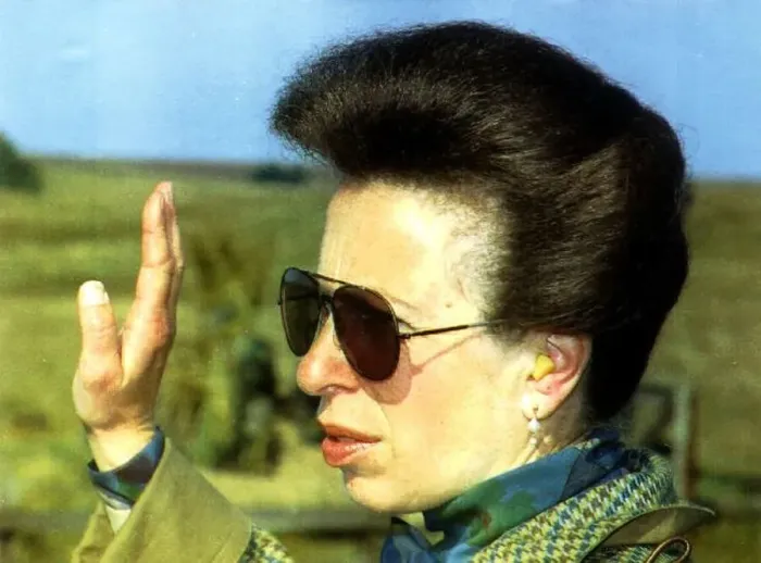  : Princess Anne at the otterburn army camp firing range in Northumberland