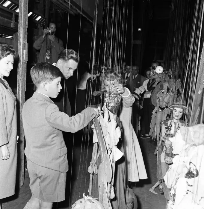 Framed Print : Princess Anne and Prince Charles worked the puppets backstage when they visited