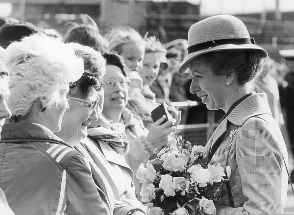 Princess Anne seen here chatting with well wishers during her visit to the Tees Docks for