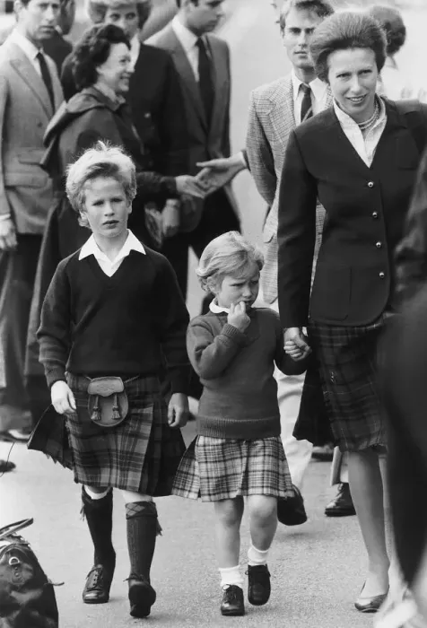 Framed Print : Princess Anne walking hand in hand with her two children Peter Framed Print : Princess Anne walking hand in hand with her two children Peter