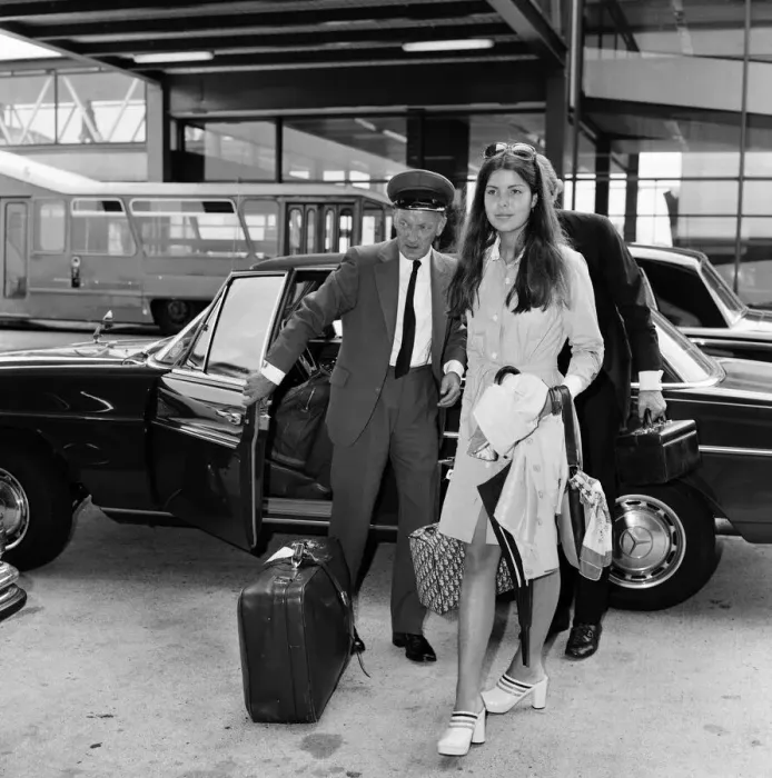 Framed Print : Princess Caroline of Monaco leaving Heathrow Airport for Paris