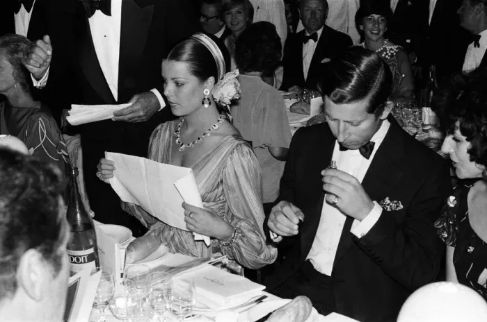 Framed Print : Princess Caroline and The Prince of Wales, Prince Charles attend a dinner at the Sporting Framed Print : Princess Caroline and The Prince of Wales, Prince Charles attend a dinner at the Sporting