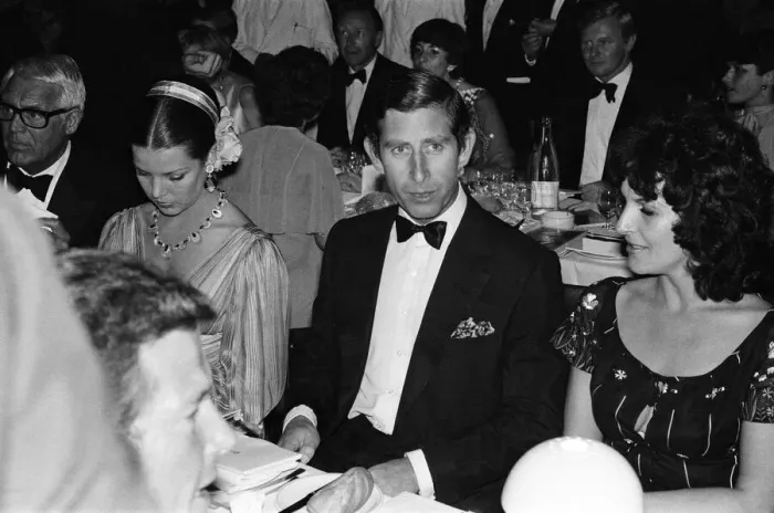 Framed Print : Princess Caroline and The Prince of Wales, Prince Charles attend a dinner at the Sporting Framed Print : Princess Caroline and The Prince of Wales, Prince Charles attend a dinner at the Sporting