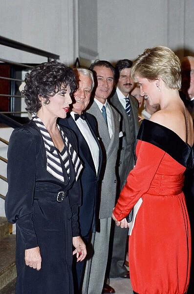 Princess Diana with actress Joan Collins after a charity performance of the play Private
