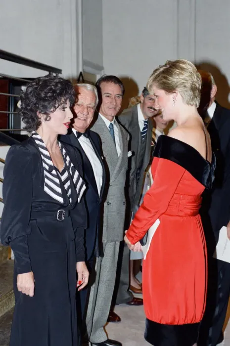 Framed Print : Princess Diana with actress Joan Collins after a charity performance of the play Private Framed Print : Princess Diana with actress Joan Collins after a charity performance of the play Private