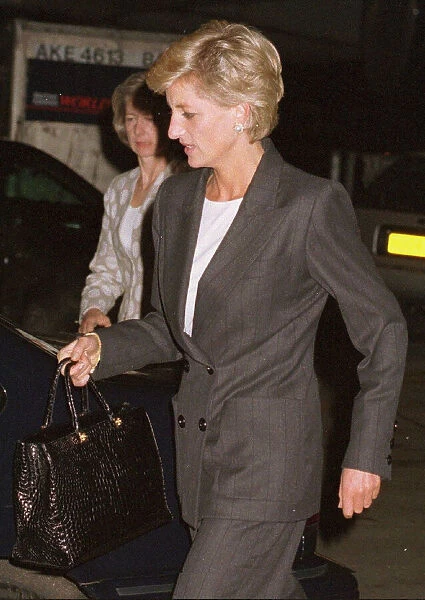 Princess Diana arriving back at Heathrow Airport, London following her brief visit to