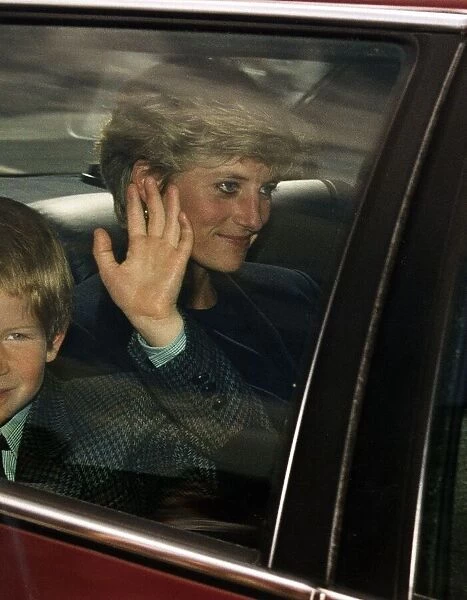 Princess Diana arriving back at Kensington Palace from Balmoral with her son Prince Harry